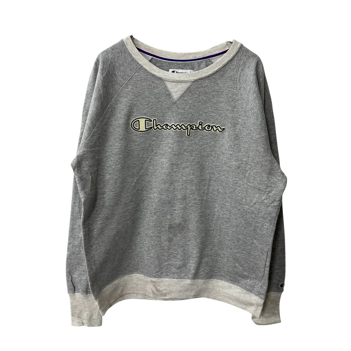 【中古】【古着】 Champion ロゴスウェット トレーナー L グレー チャンピオン ラグラン リンガーTシャツ トップス 古着卸 アメリカ仕入 a709-5815