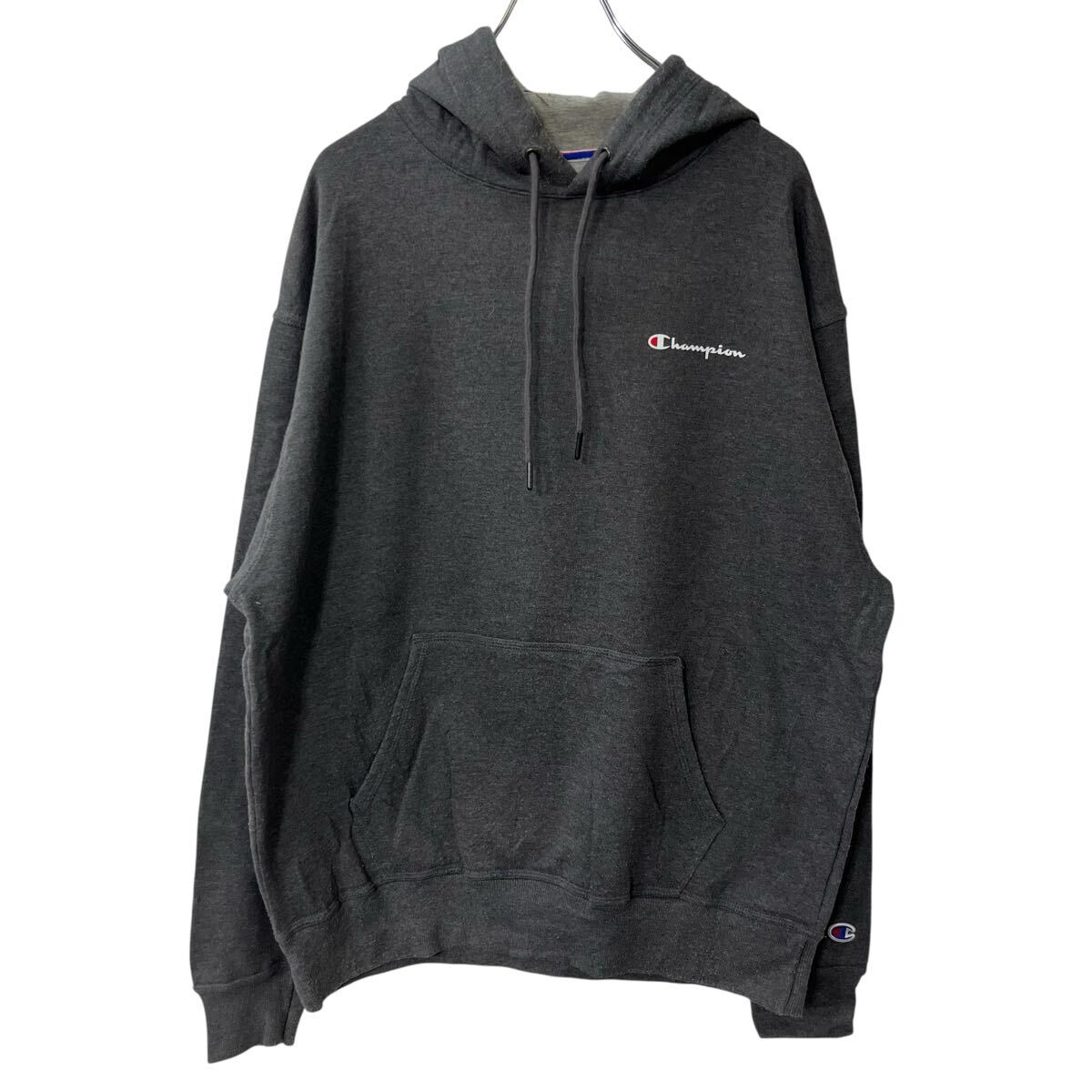 【中古】【古着】 Champion ロゴスウェット パーカー L グレー チャンピオン フーディー プルオーバー ワンポイントロゴ 古着卸 アメリ..