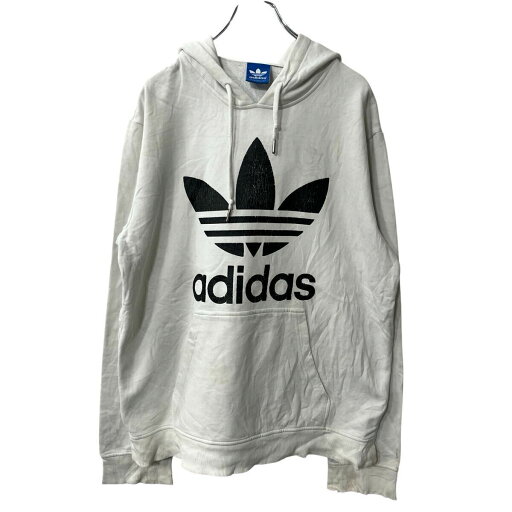 【中古】【古着】 adidas ロゴスウェット パーカー L〜 ホワイト アディダス フーディー プルオーバー ポイント トップス 古着卸 アメリカ仕入 a709-5852 【中古】【古着】 adidas ロゴスウェット パーカー L〜 ホワイト アディダス フーディー プルオーバー ポイント トップス 古着卸 アメリカ仕入 a709-5852