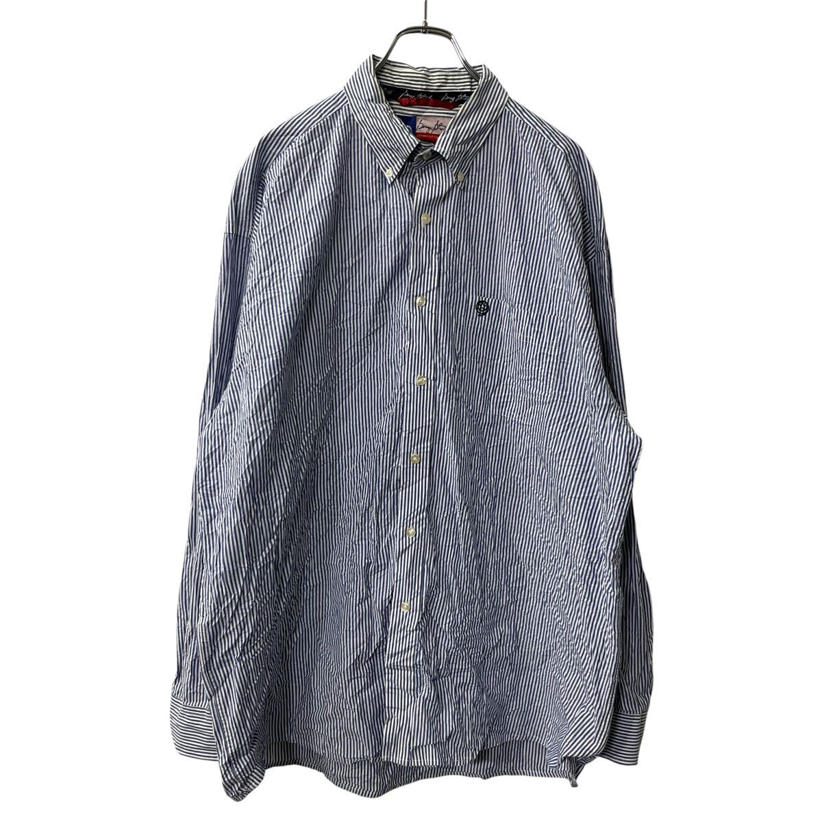 Rakuten - 【中古】【古着】 Wrangler 長袖 ストライプシャツ M〜 ブルー ホワイト ラングラー ボタンダウン 長袖シャツ トップス 古着卸 アメリカ仕入 a709-6084