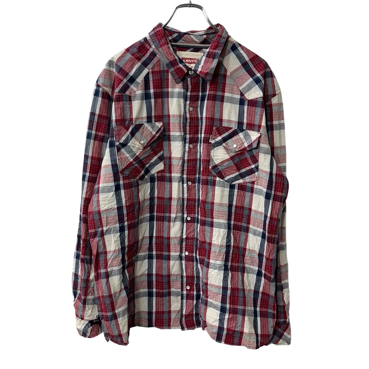 【中古】【古着】 Levi's 長袖 チェックシャツ XL レッド リーバイス タータンチェック 格子柄 長袖シャツ トップス 古着卸 アメリカ仕入 a709-6114