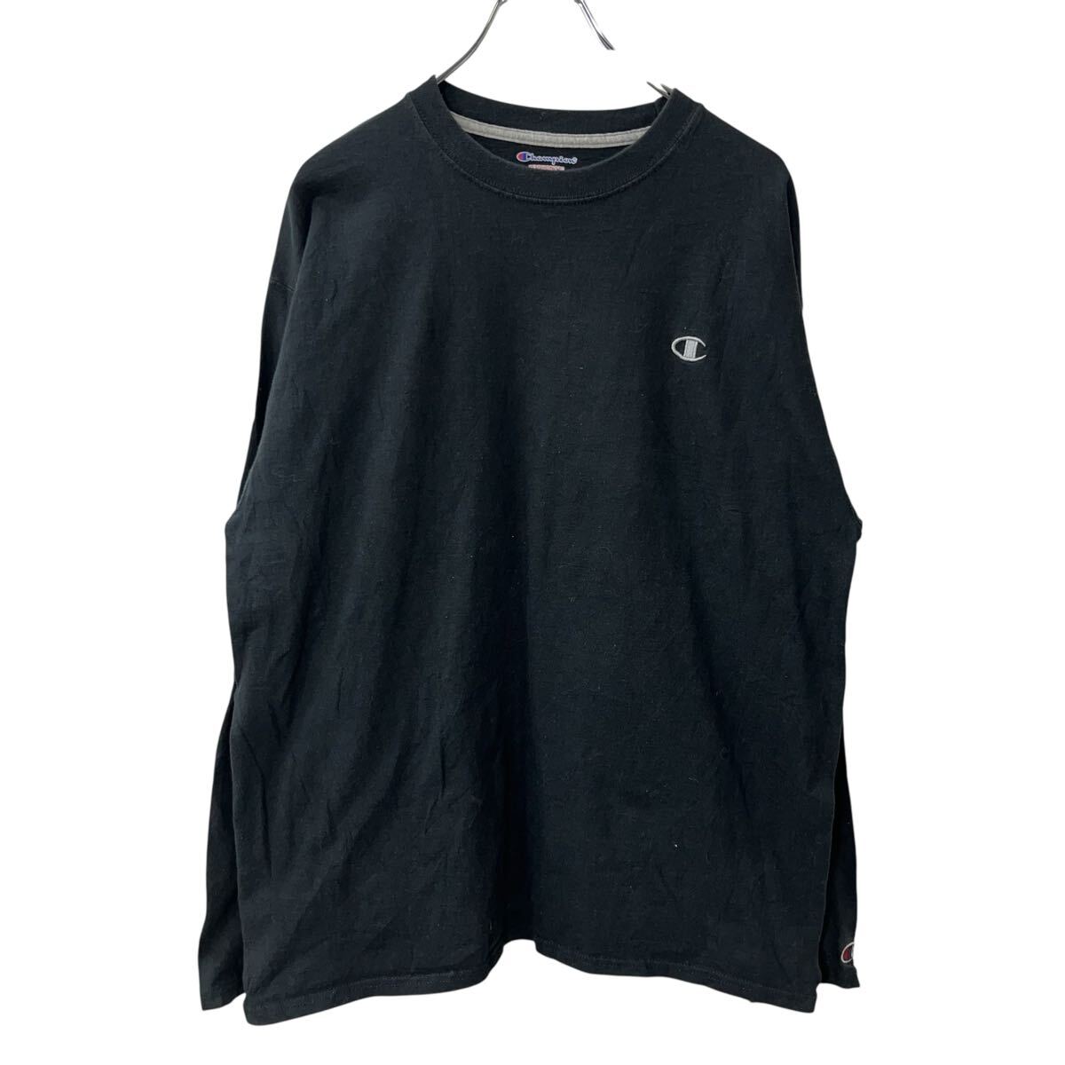【中古】【古着】 Champion 長袖 ロゴTシャツ L ブラック チャンピオン ロングTシャツ シンプル カットソー トップス 古着卸 アメリカ仕入 a709-6371