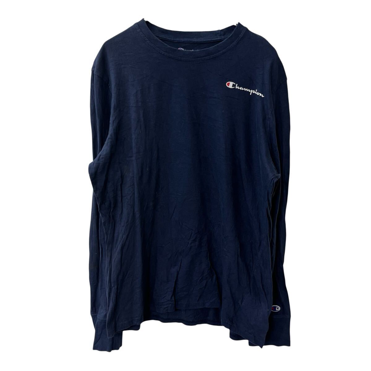 【中古】【古着】 Champion 長袖 ロゴTシャツ L ネイビー チャンピオン ロングTシャツ シンプル カットソー トップス 古着卸 アメリカ仕入 a709-6375