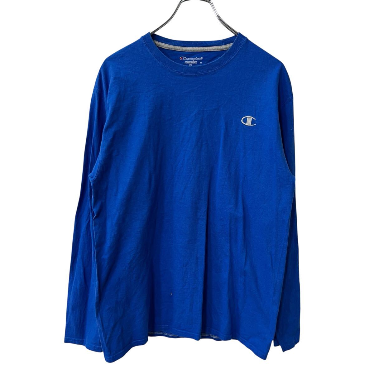 【中古】【古着】 Champion 長袖 ロゴTシャツ M ブルー チャンピオン ロングTシャツ シンプル カットソー トップス 古着卸 アメリカ仕入 a709-6376