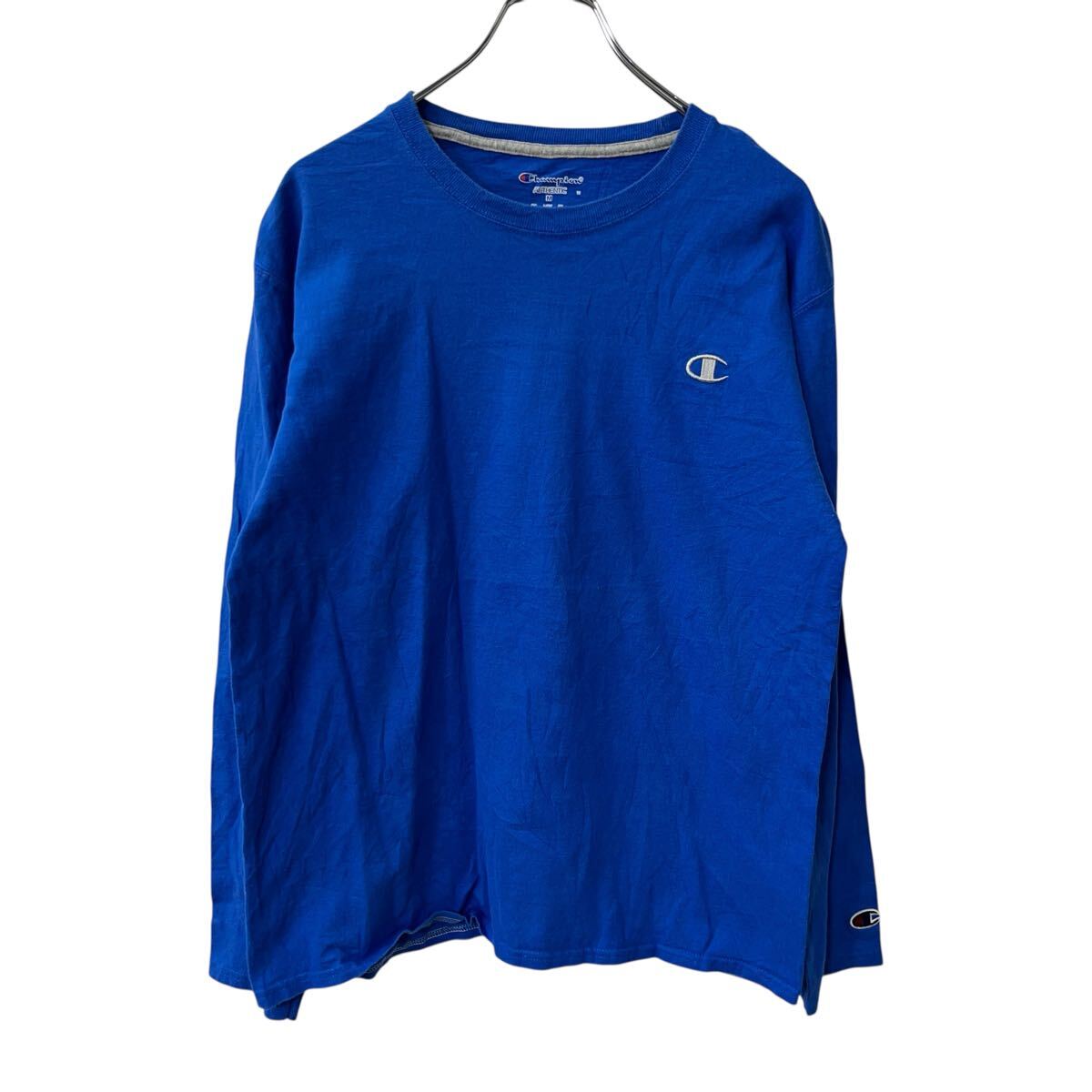 【中古】【古着】 Champion 長袖 ロゴTシャツ M ブルー チャンピオン ロングTシャツ シンプル カットソー トップス 古着卸 アメリカ仕入 a709-6377