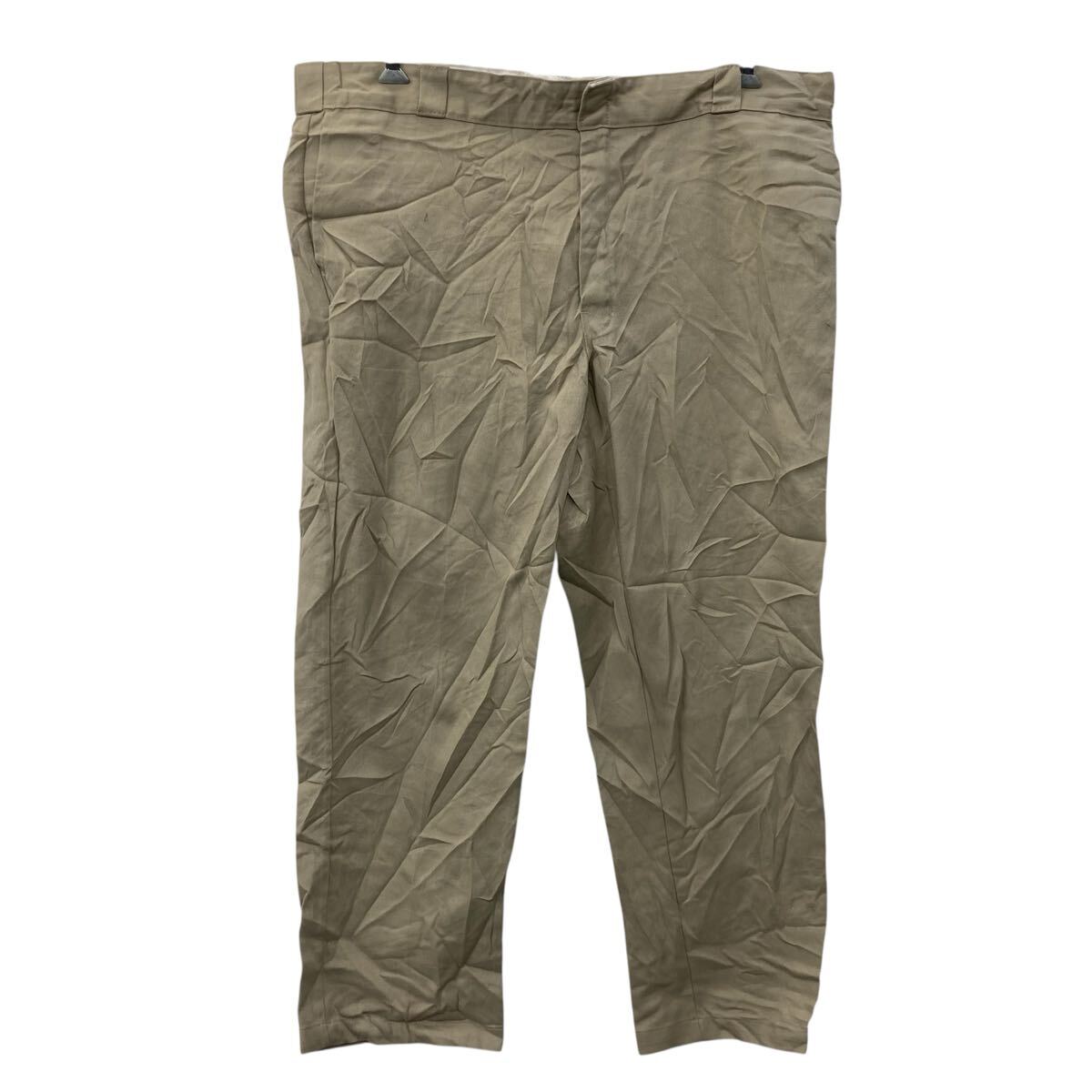 【中古】【古着】 Dickies ワークパンツ W44 ベージュ ディッキーズ ジップアップ シンプル ワンポイント ビッグサイズ 2509-763