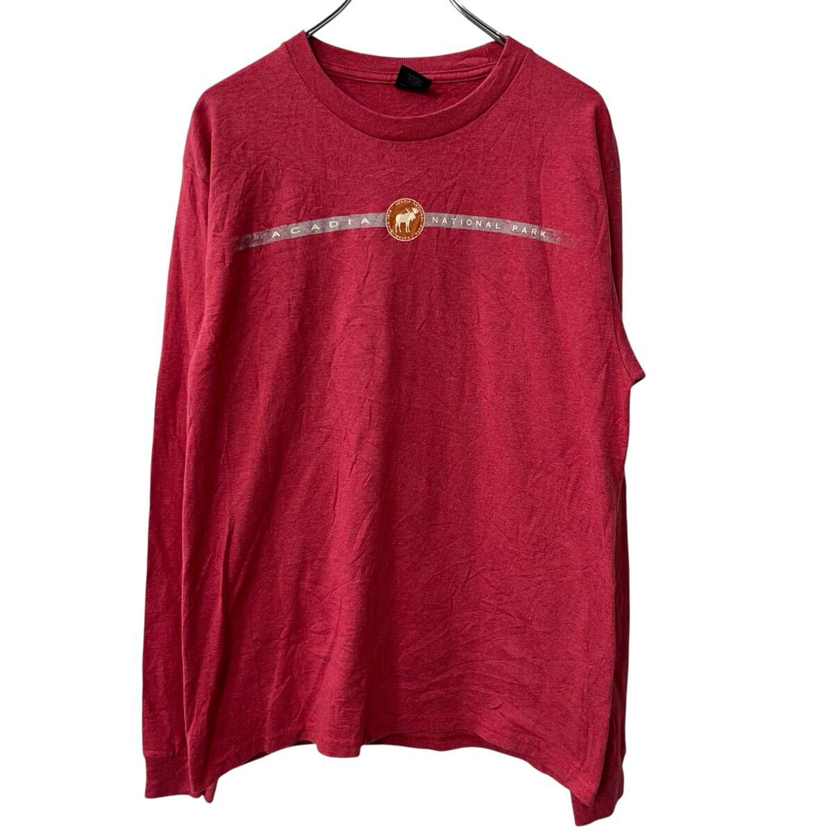 Long-Sleeved - 【中古】【古着】 PRAIRIE MOUNTAIN 長袖 プリントTシャツ M レッド プレイリーマウンテン メキシコ製 ロンT カットソー トップス 秋物 a709-6703