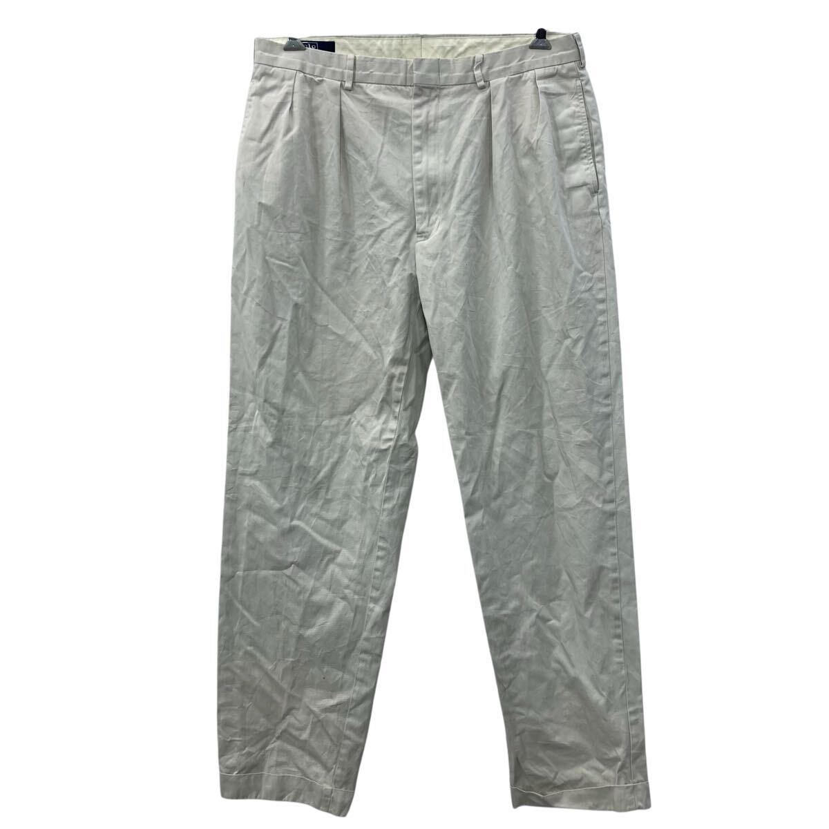 【中古】【古着】 POLO RALPH LAUREN ワークパンツ W38 ホワイト系 ポロラルフローレン ジップアップ ..