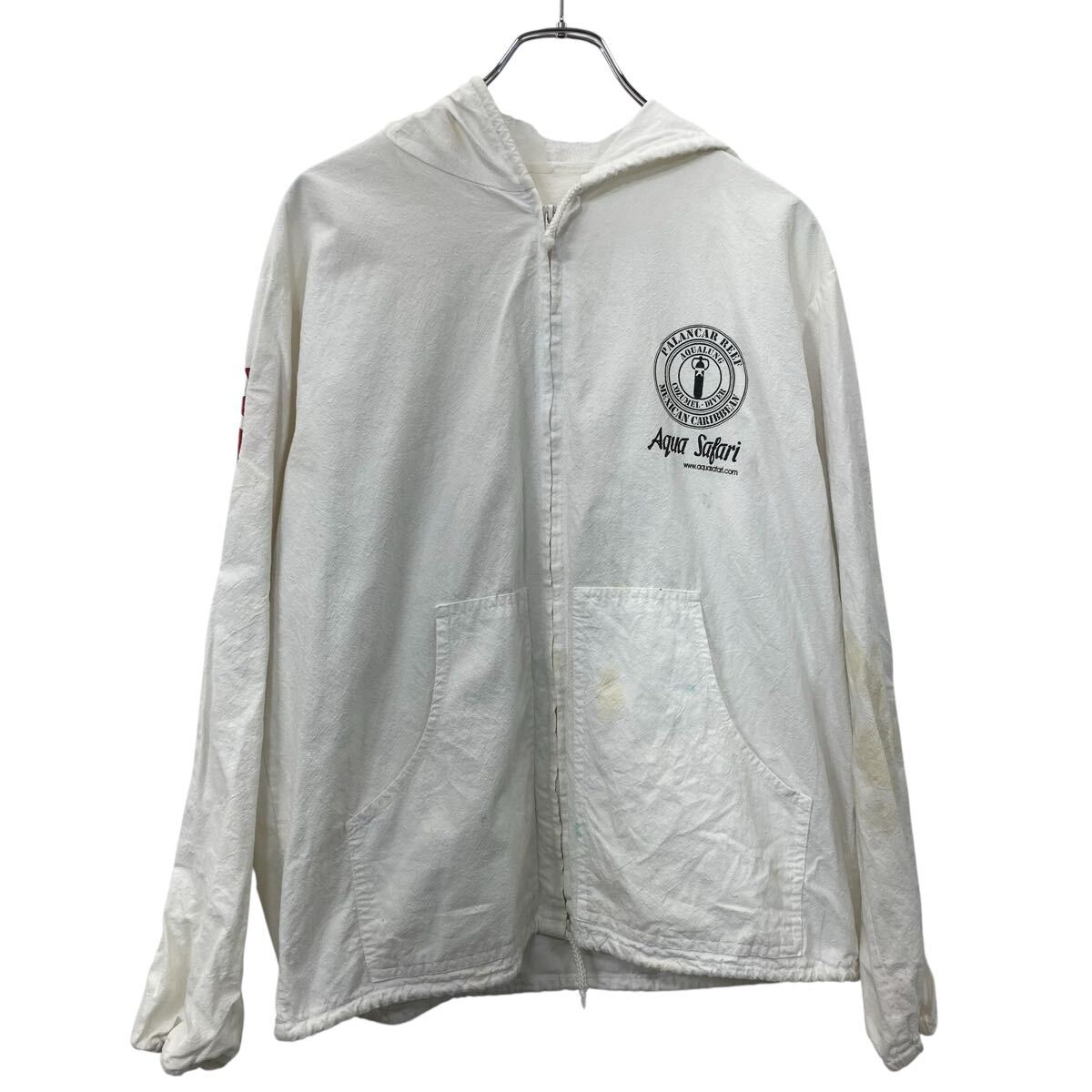 Other - 【中古】【古着】 Aqua Safari プリントスウェット パーカー M ホワイト パランカー・リーフ プルオーバー メキシコパーカー ライトアウター 秋物 a710-5279