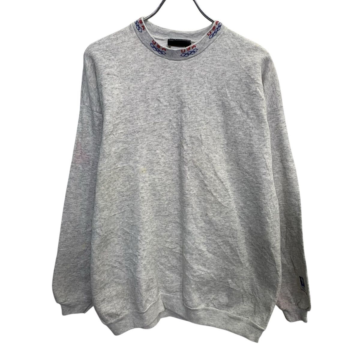 Japanese Pattern - 【中古】【古着】 Hanes 無地スウェット トレーナー XL グレー ヘインズ プルオーバー アメリカ製 USA ワンポイント 刺繍 裏起毛 トップス 秋物 a710-5404