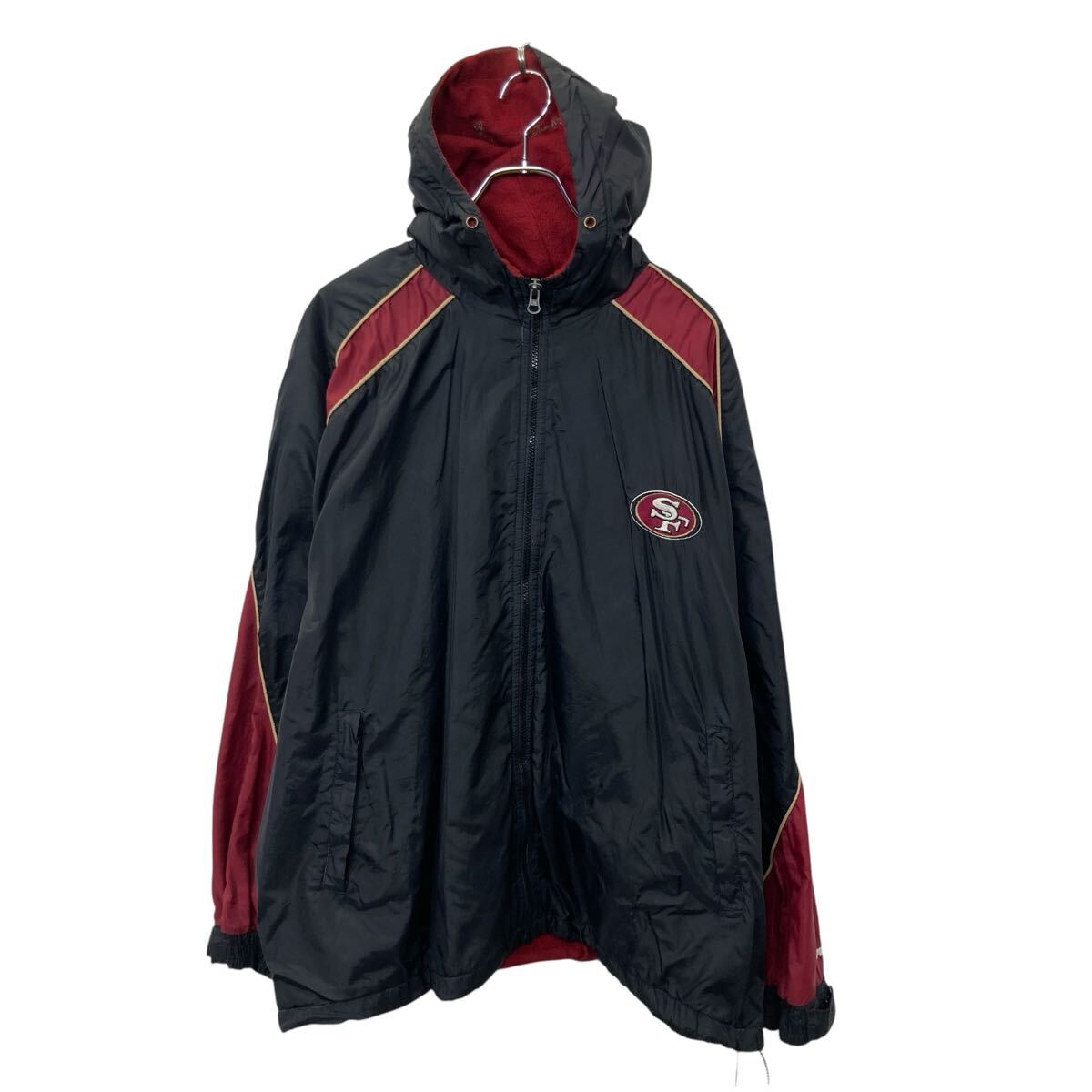 Rakuten - 【中古】【古着】 PUMA ナイロンジャケット XL ブラック エンジ系 プーマ ジップアップ エヌエフエル 裏地フリース スポーティー アウター 秋物 a710-5447