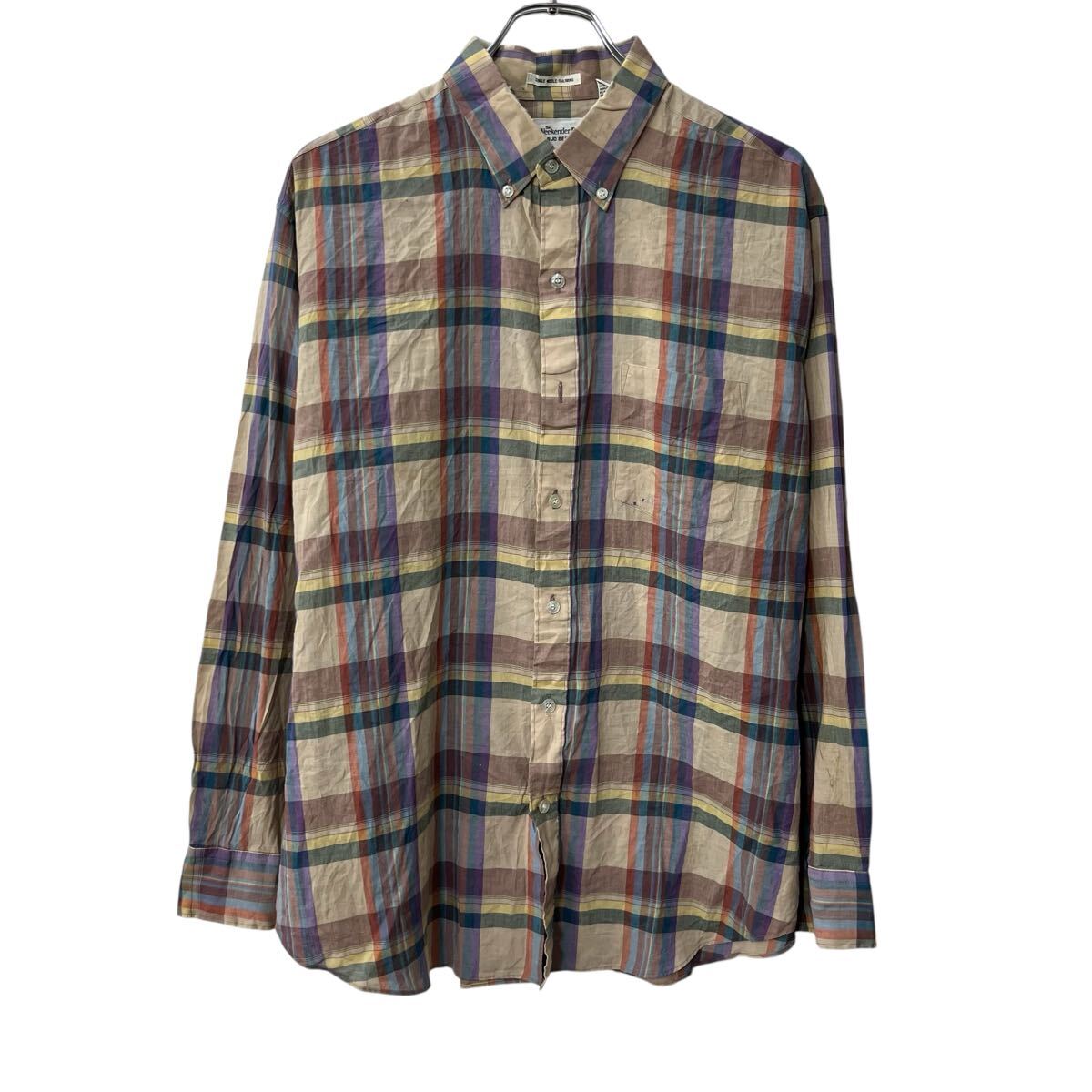 Rakuten - 【中古】【古着】 The Weekender Plaid 長袖 チェックシャツ XL ベージュマルチカラー ボタンダウン 胸ポケット 長袖シャツ トップス 春物 a710-5544
