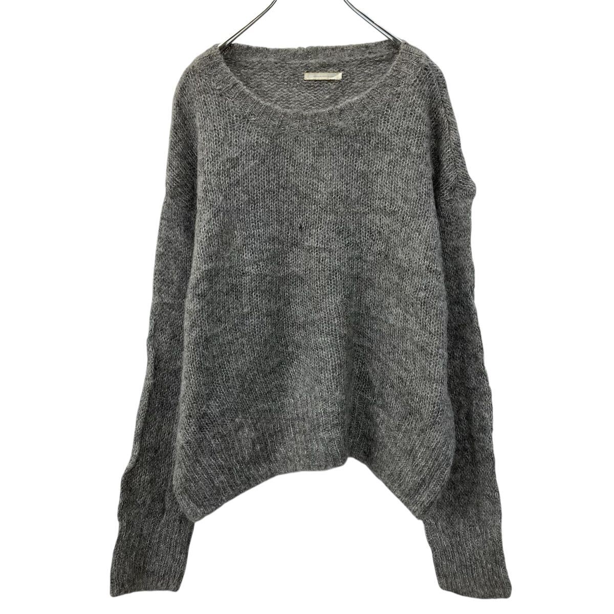 【中古】【古着】 ウールニット セーター M グレー プルオーバー アルパカブレンド 無地セーター シンプル シンプルセーター 秋物 a710-5643