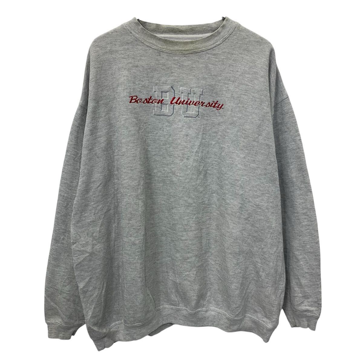 【中古】【古着】 JANSPORT ロゴスウェット トレーナー 2XL ライトグレー ジャンスポート ビッグロゴ 刺繍 裏起毛 秋物 a710-5670(4)