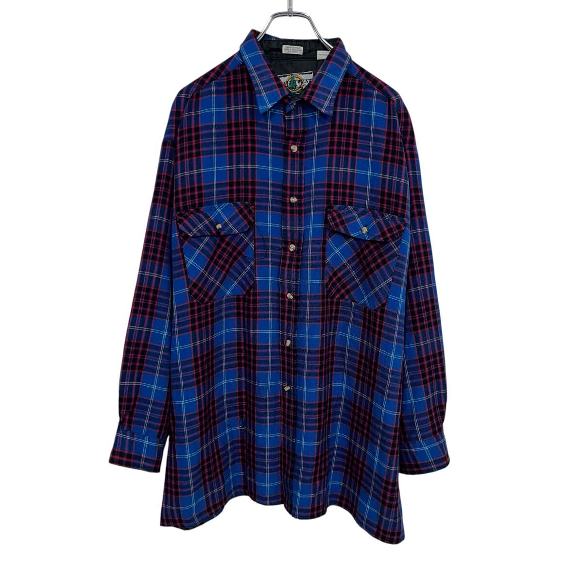 【中古】【古着】 NORTHWEST Territory 長袖 ネルシャツ 2XL ブルー レッド チェック柄 格子柄 ビッグサイズ 長袖シャツ トップス 冬物 a710-5748