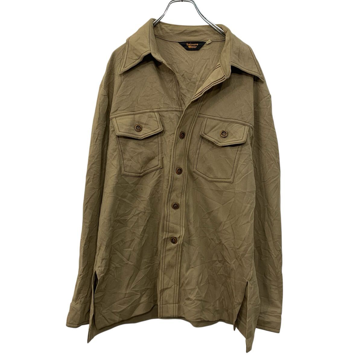 Rakuten - 【中古】【古着】 LeisureWear 長袖 無地シャツ XL ブラウン ボタン 胸ポケットシンプル 厚手 シンプルシャツ 無地 春物 a710-5833