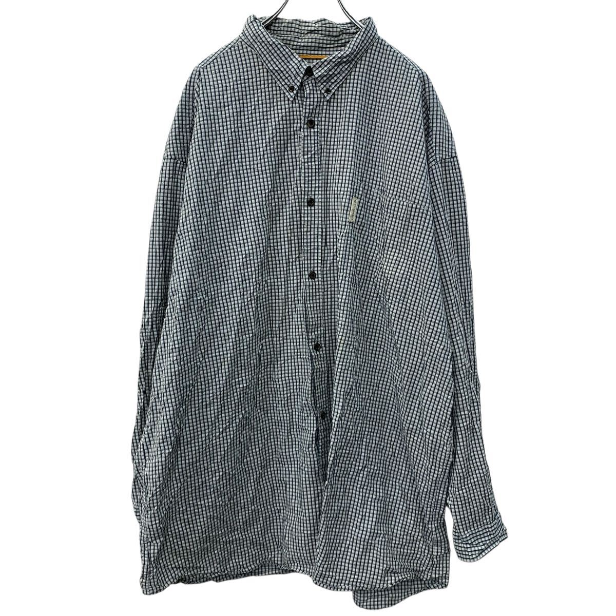 Rakuten - 【中古】【古着】 Columbia 長袖 チェックシャツ 3XT ネイビー系 マルチカラー コロンビア ボタンダウン ボタン 胸ポケット カジュアルシャツ 春物 a710-6024