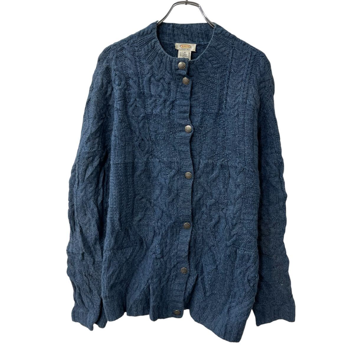 【中古】【古着】 Talbots ウールニット セーター カーディガン XL ブルー タルボ...