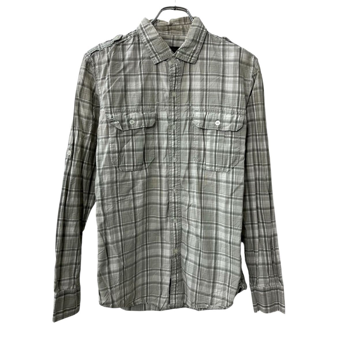 【中古】【古着】 Calvin Klein Jeans 長袖 チェックシャツ S グレー カルバンクラインジーンズ 胸ポケット エポレット 長袖シャツ ト..