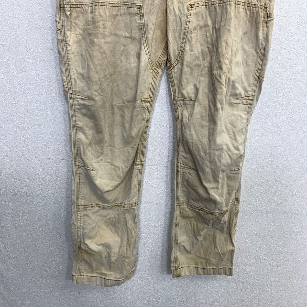 【中古】【古着】 Carhartt デニムパンツ W40 カーキ カーハート ジップアップ ニカラグア製 ダブルニー リラックスフィット ワークパンツ 2510-436