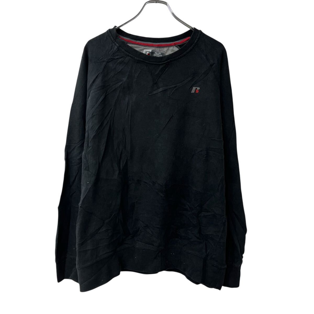 Hawaiian - 【中古】【古着】 Russell ロゴスウェット トレーナー 2XL ブラック ラッセル ビッグサイズ ラグラン Vガゼット ワンポイントロゴ 秋物 a710-6473