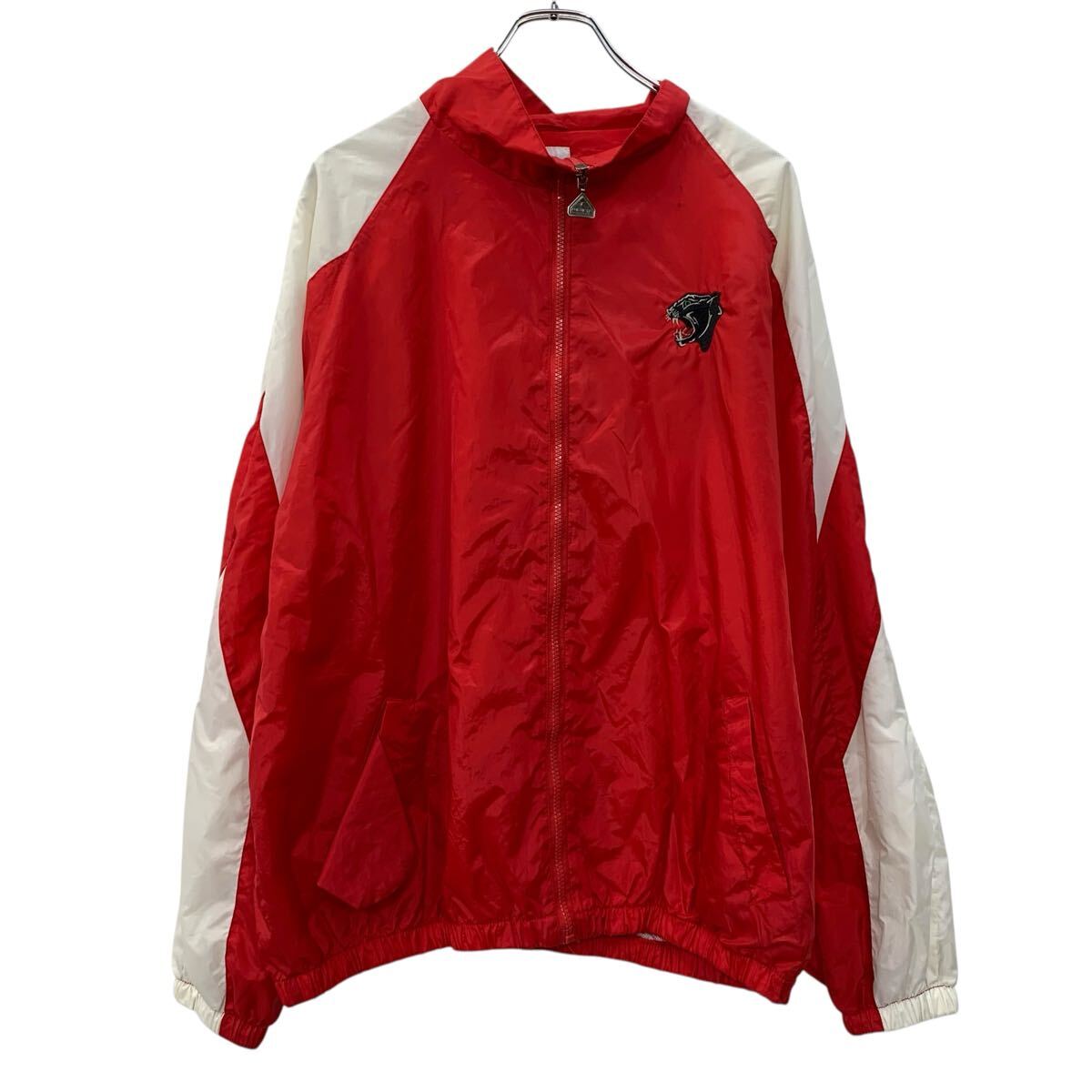 【中古】【古着】 AUGUSTA SPORTSWEAR ナイロンジャケット XL レッド ホワイト オーガスタスポーツウェア ジップアップ 刺繍ロゴ ナイロン 春物 a710-6648