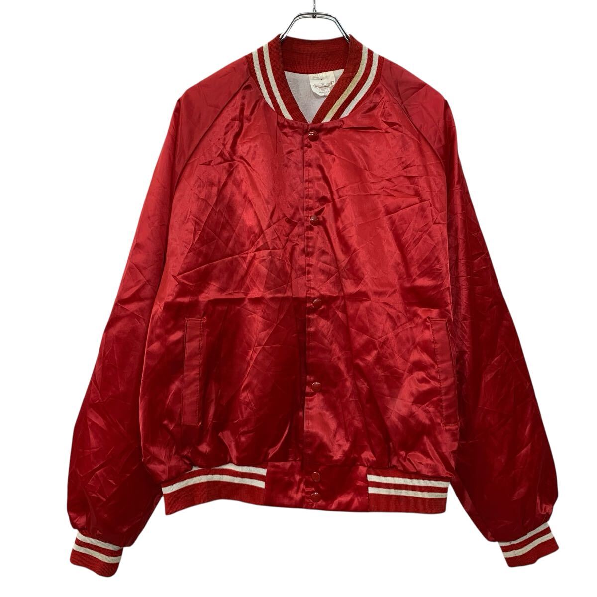 Rakuten - 【中古】【古着】 Auburn Sportswear スタジアムジャケット XL レッド ホワイト スタジャン ボタン バックデザイン アメリカ製 裏起毛 春物 a710-6654