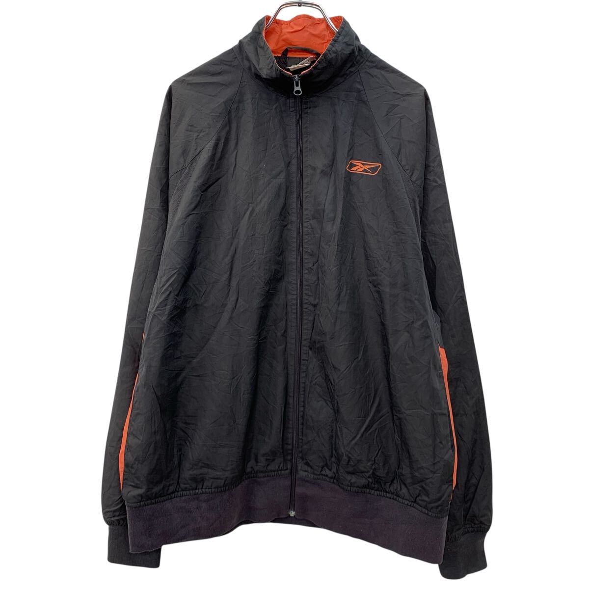 Other - 【中古】【古着】 Reebok ジャケット XL ブラック オレンジ リーボック ジップアップ スポーツウェア スポーティー 無地ジャケット 無地 春物 a710-6702