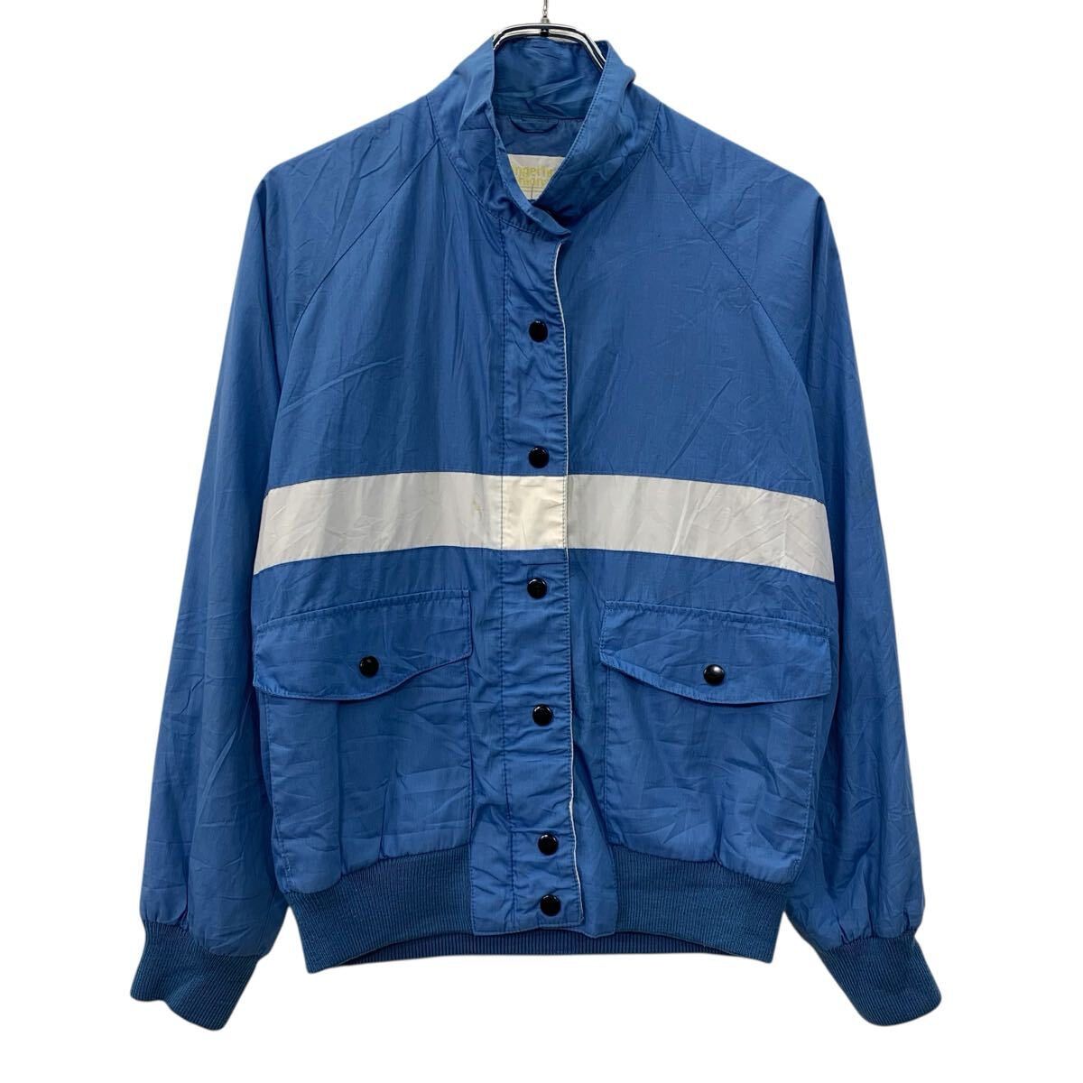  Fingerhut Fashions ジャケット M ブルー ホワイト ジップアップ スナップボタン スポーティー 無地ジャケット ボーダー 春物 a710-6911