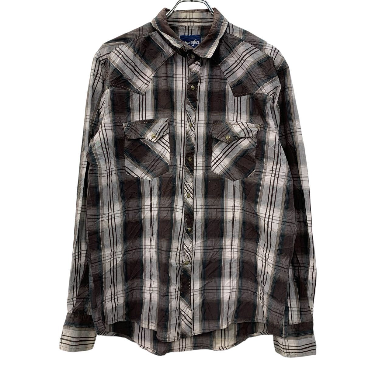 Wrangler ラングラー チェック柄 長袖 ウエスタンシャツ ネルシャツ 