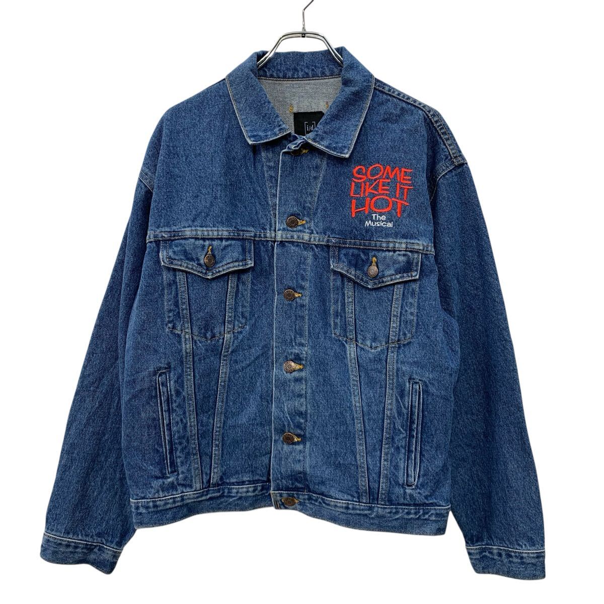 【中古】【古着】 i/d デニムジャケット M インディゴブルー ボタン 胸ポケット 刺繍ロゴ コットン100% ジージャン デニム アメカジ 春物 a710-7008