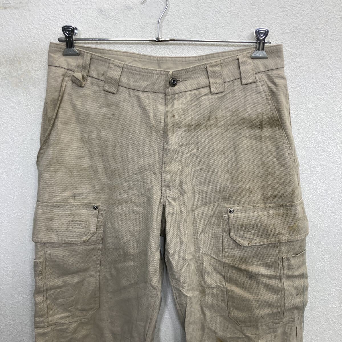 【中古】【古着】 DULUTH ワークパンツ W34 ライトベージュ ダルース ジップアップ ワーク カーゴパンツ 無地 2511-43