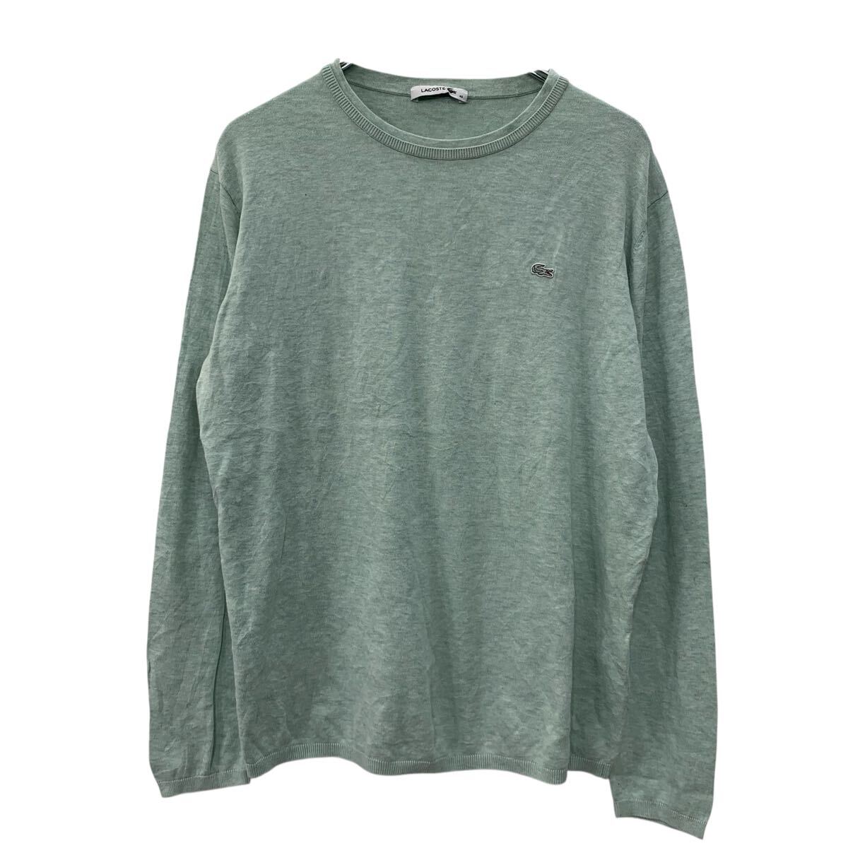 【中古】【古着】 LACOSTE コットンニット セーター ラコステ S ミントグリーン ラコステ プルオーバー 刺繍ロゴ 薄手ニット コットン100% 春物 a710-7131