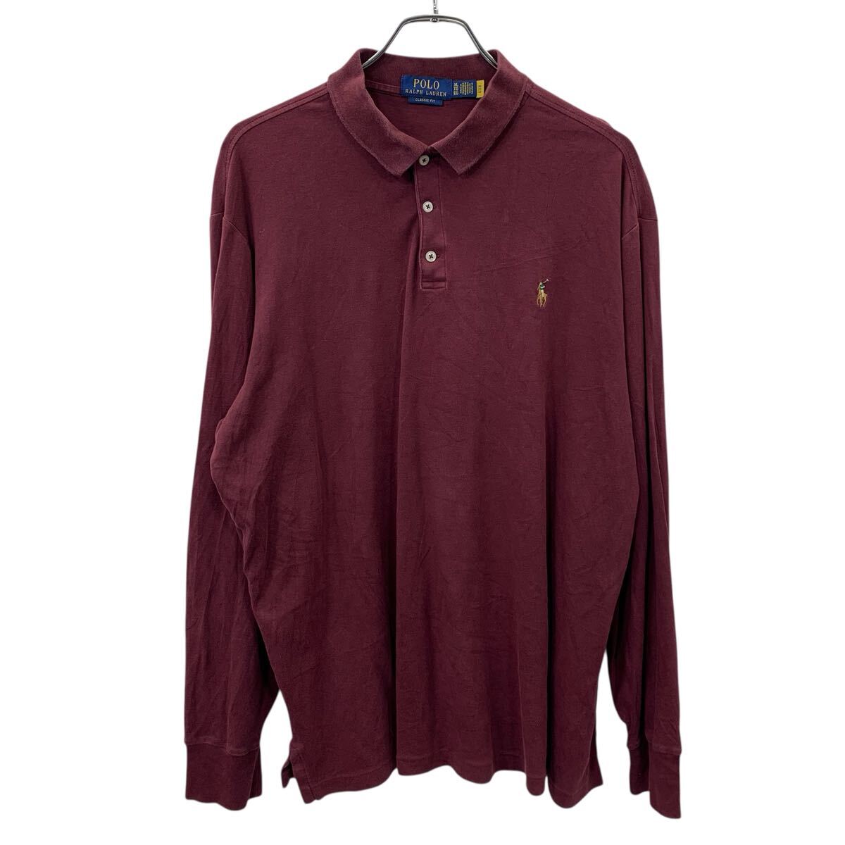 【中古】【古着】 POLO RALPH LAUREN 長袖 ポロシャツ XL ワインレッド ポロラルフローレン クラシックフィット コットン100% 秋物 a711-5047
