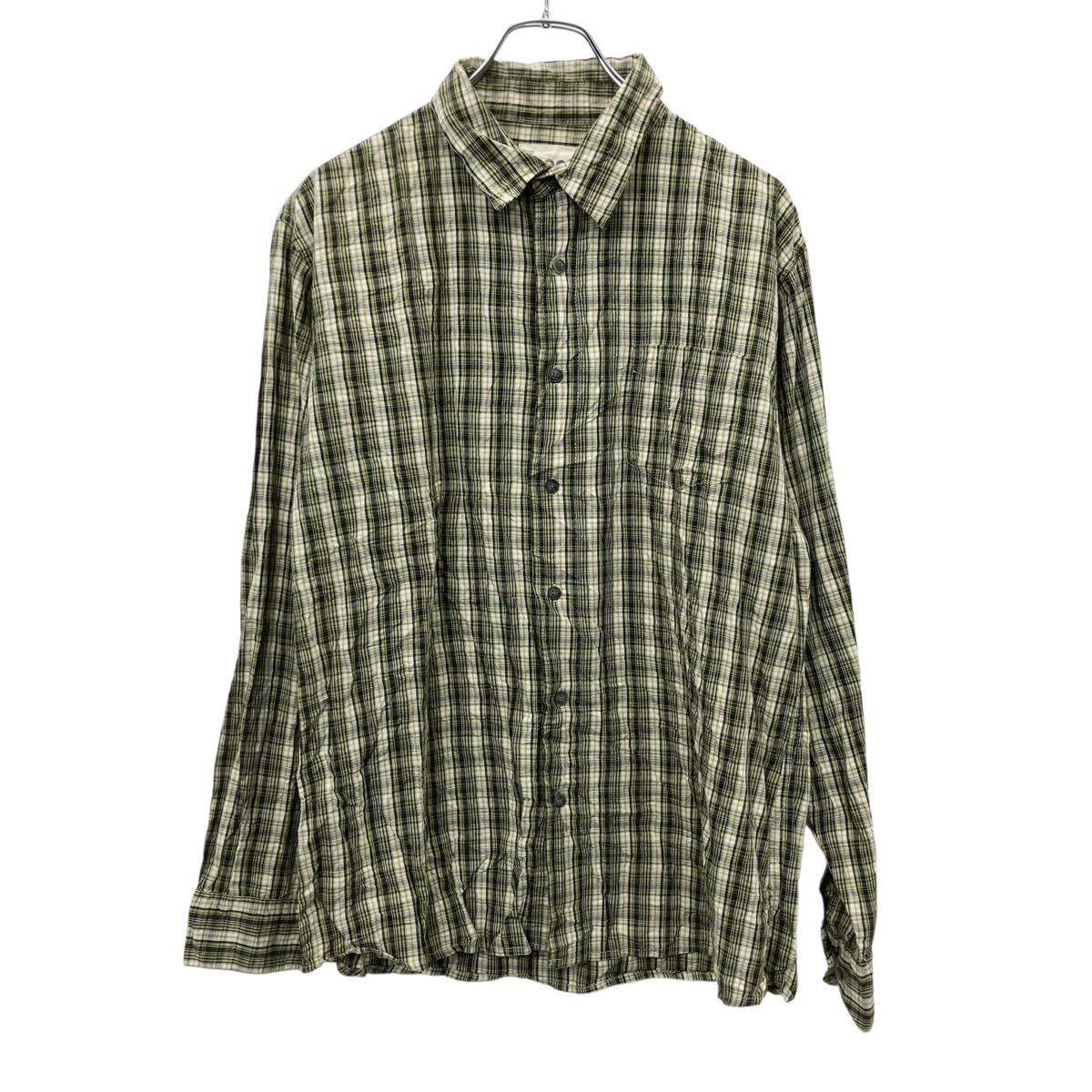 【中古】【古着】 Lee 長袖 チェックシャツ L グリーン系・イエロー リー 胸ポケット a711-5158