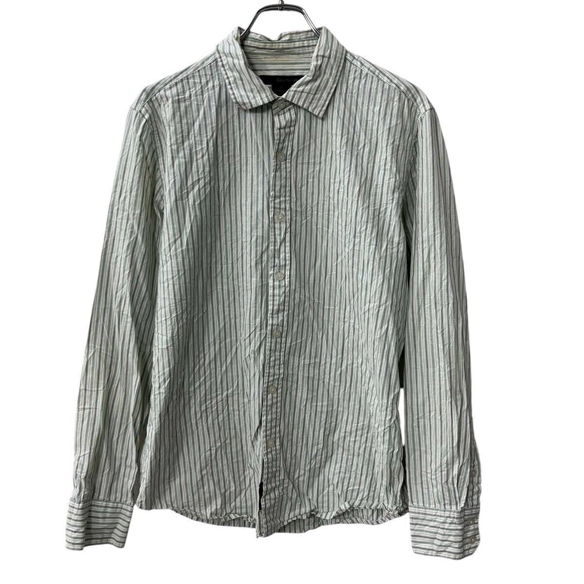 Rakuten - 【中古】【古着】 Calvin Klein Jeans 長袖 ストライプシャツ M ホワイト マルチカラー カルバンクライン 長袖シャツ トップス 春物 a711-5161