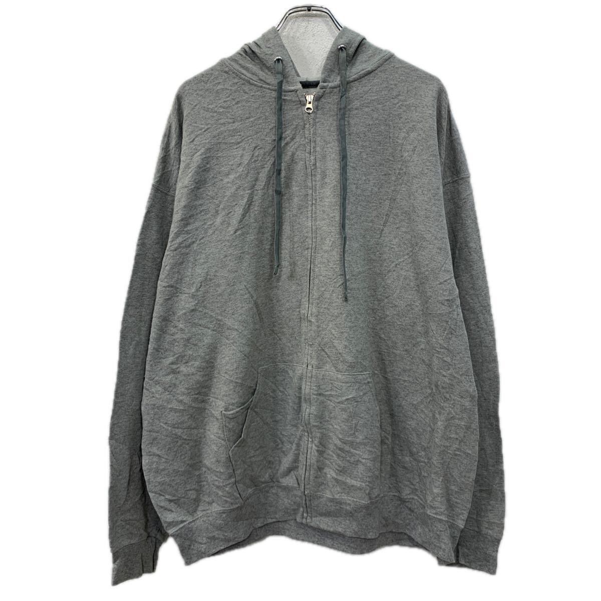 【中古】【古着】 FRUIT OF THE LOOM 無地スウェット パーカー 2XL グレー フルーツオブザルーム シップアップ フーディー 無地パーカ..