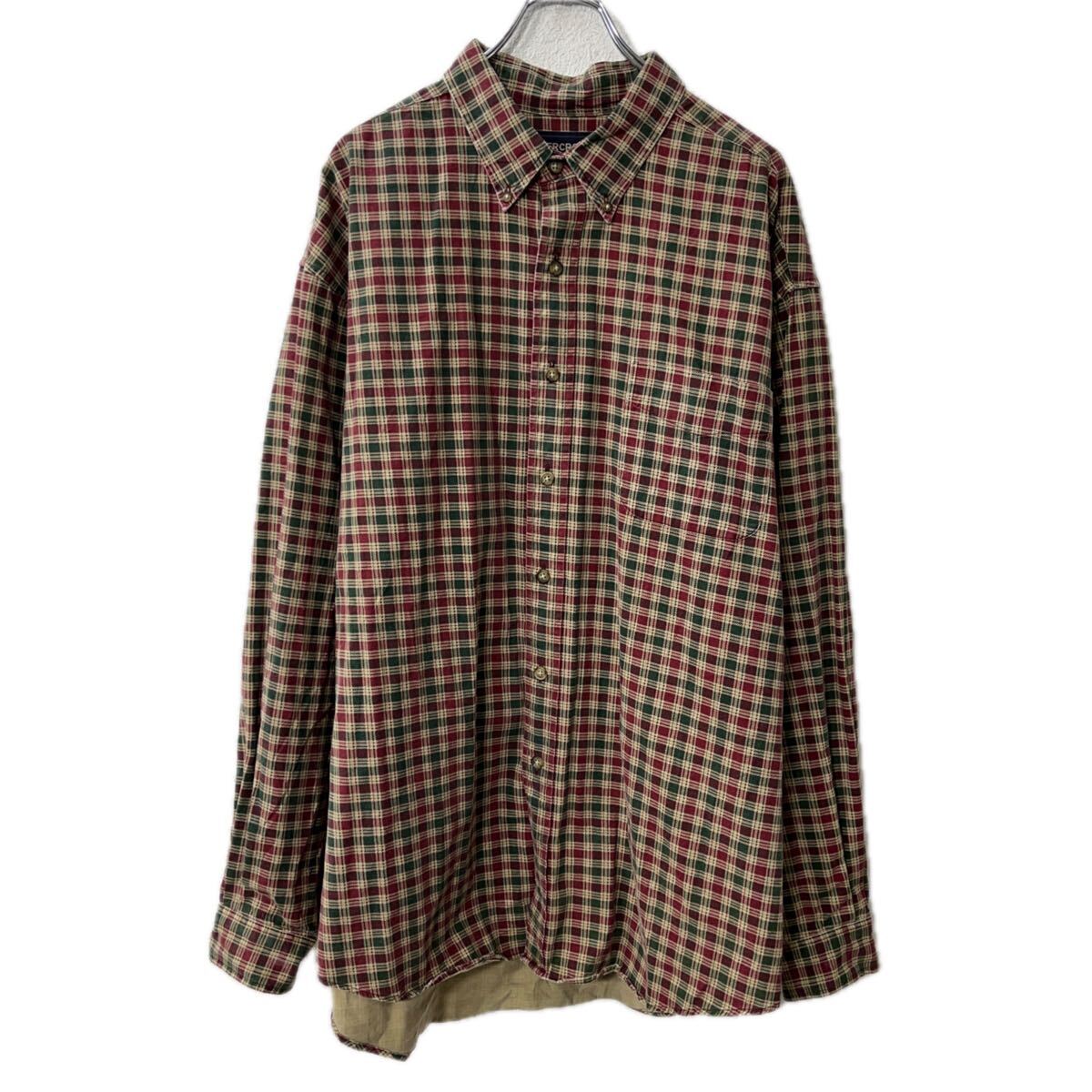 【中古】【古着】 ABERCROMBIE & FITCH 長袖 チェックシャツ XL ベージュ マルチカラー ボタンダウン 胸ポケット 長袖シャツ トップス 春物 a711-5711