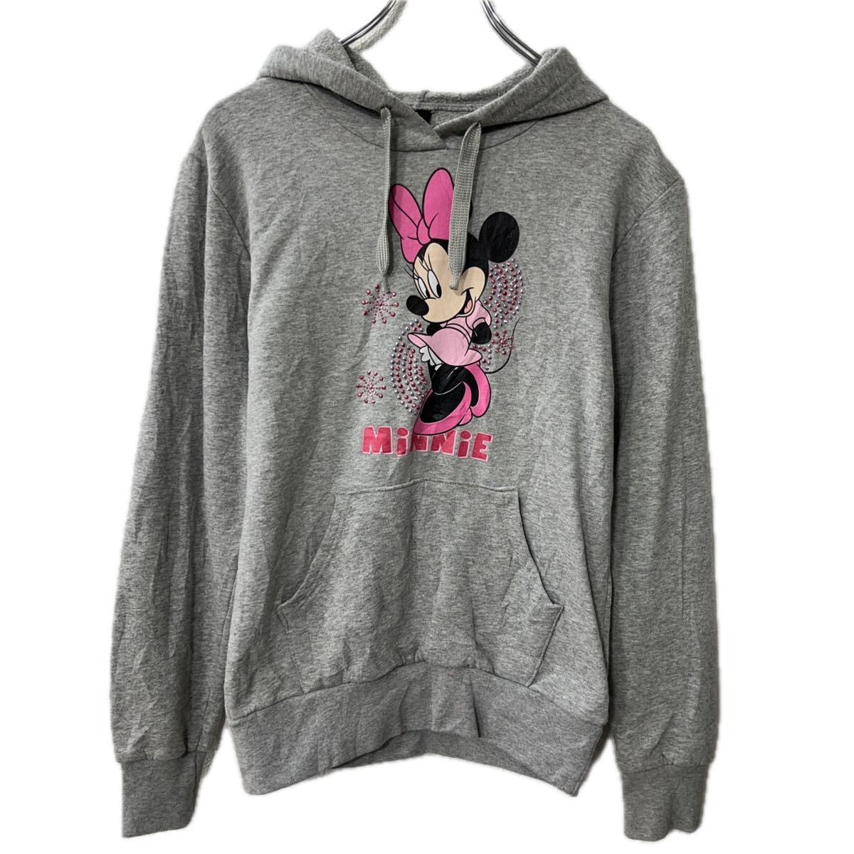 Rakuten - 【中古】【古着】 Disney プリントスウェット パーカー L グレー ディズニー フーディー プルオーバー ミニー カットソー トップス 秋物 a711-5763