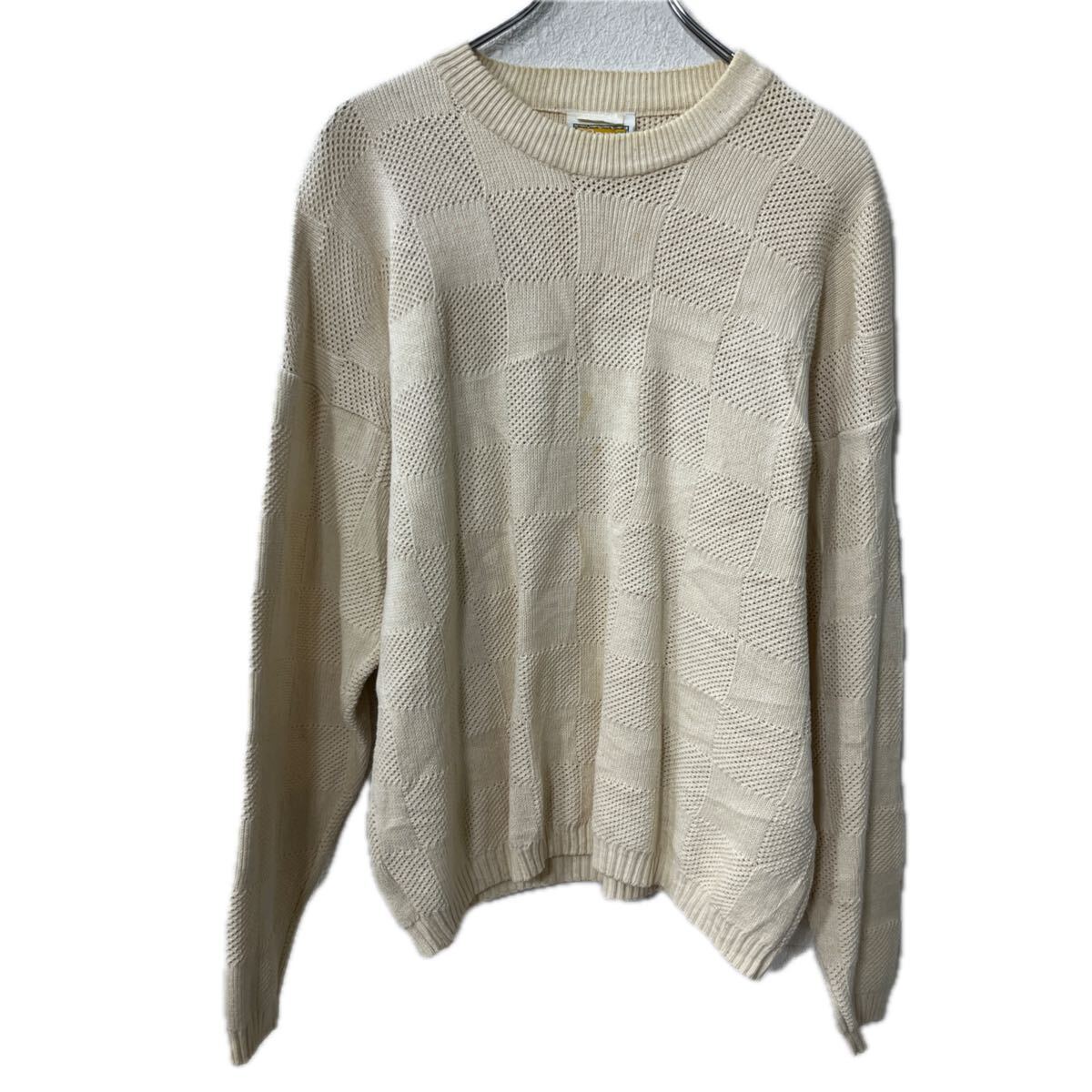 【中古】【古着】 Cabana コットンニット セーター L アイボリー カバナ コットン100% プルオーバー シンプル 秋物 a711-5871