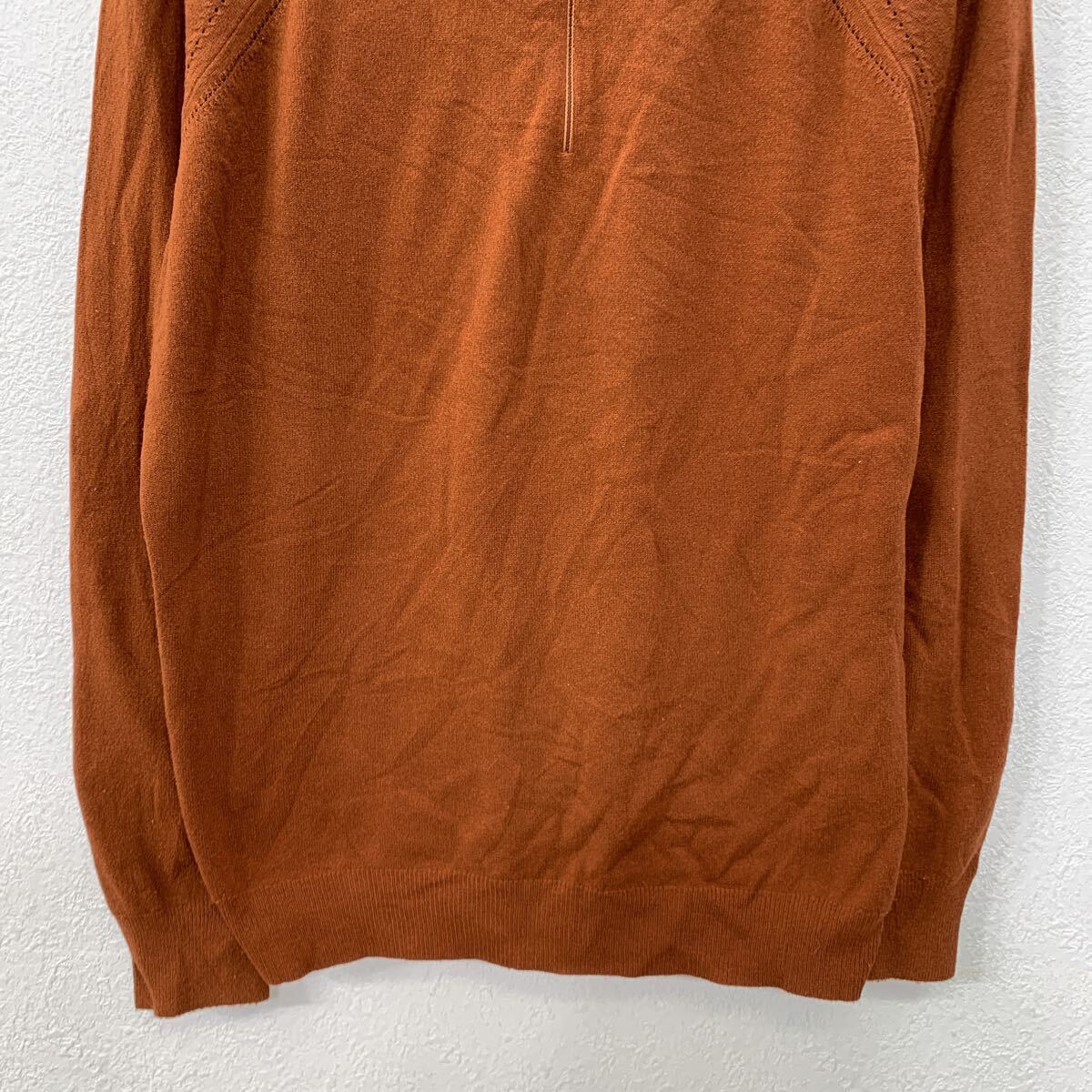 【中古】【古着】 Designers Originals コットンニット セーター M ブラウン系 ハーフジップ プルオーバー 無地 無地セーター シンプル 秋物 a711-5935