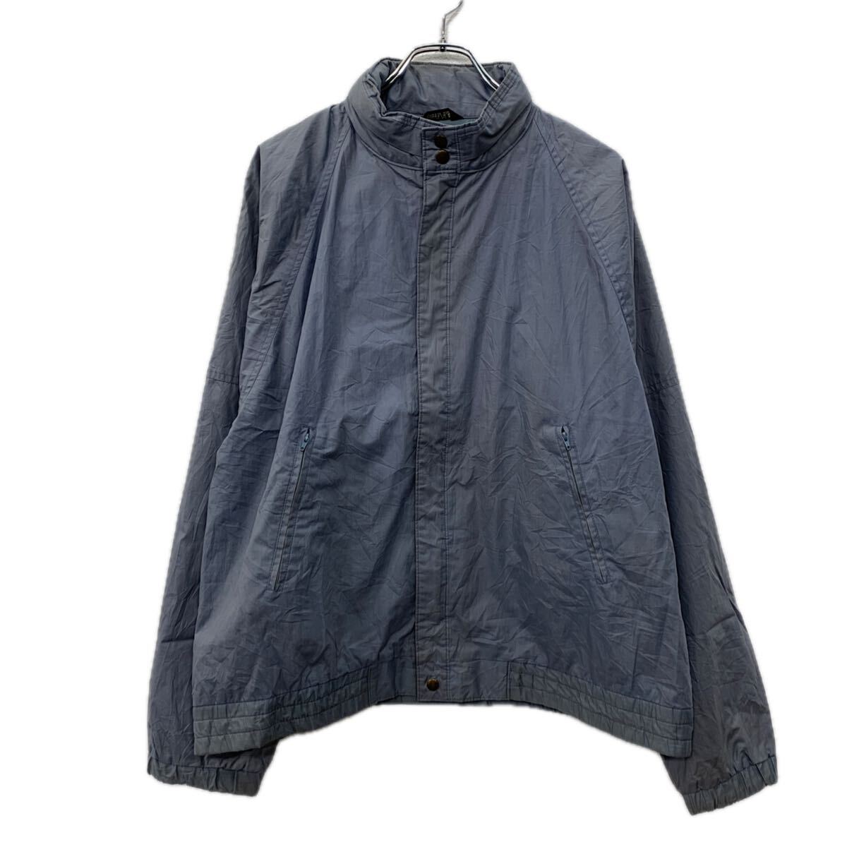 【中古】【古着】 STYLEWISE ブルゾンジャケット L ダークグレー ジップアップ 隠れフード 無地ジャケット スポーティー スイングトップ 春物 a711-6032(4)