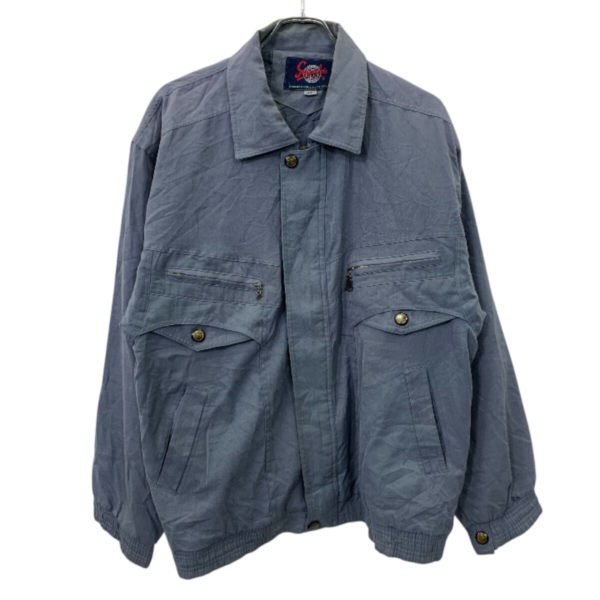 【中古】【古着】 Succedeir ブルゾンジャケット 2XL グレー サクシーデ ジップアップ マルチポケット チャックモチーフ使い アウター 秋物 a711-6050