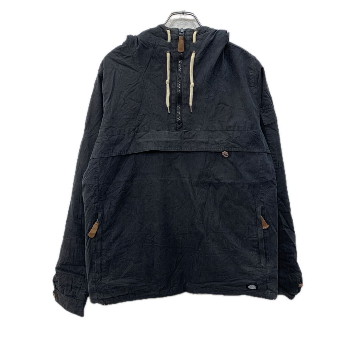  Dickies アノラックパーカー X SMALL ブラック ディッキーズ ハーフジップ カモフラ ポケット ドローコード 無地ジャケット 秋物 a711-6089
