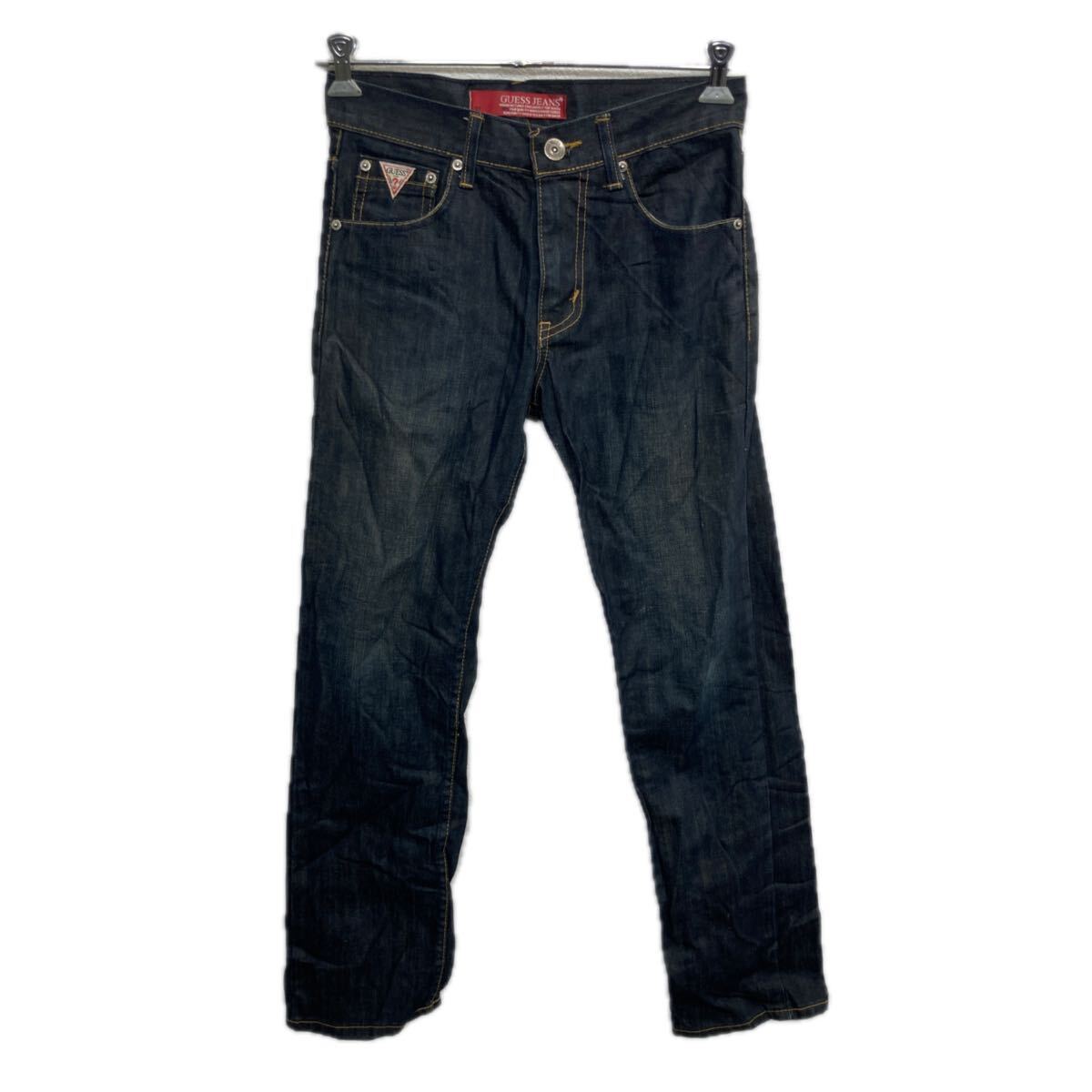 Cropped Pants - 【中古】【古着】 GUESS デニムパンツ W28 ダークブルー ゲス ジップアップ アメカジ ジーンズ デニム コットン 2511-345