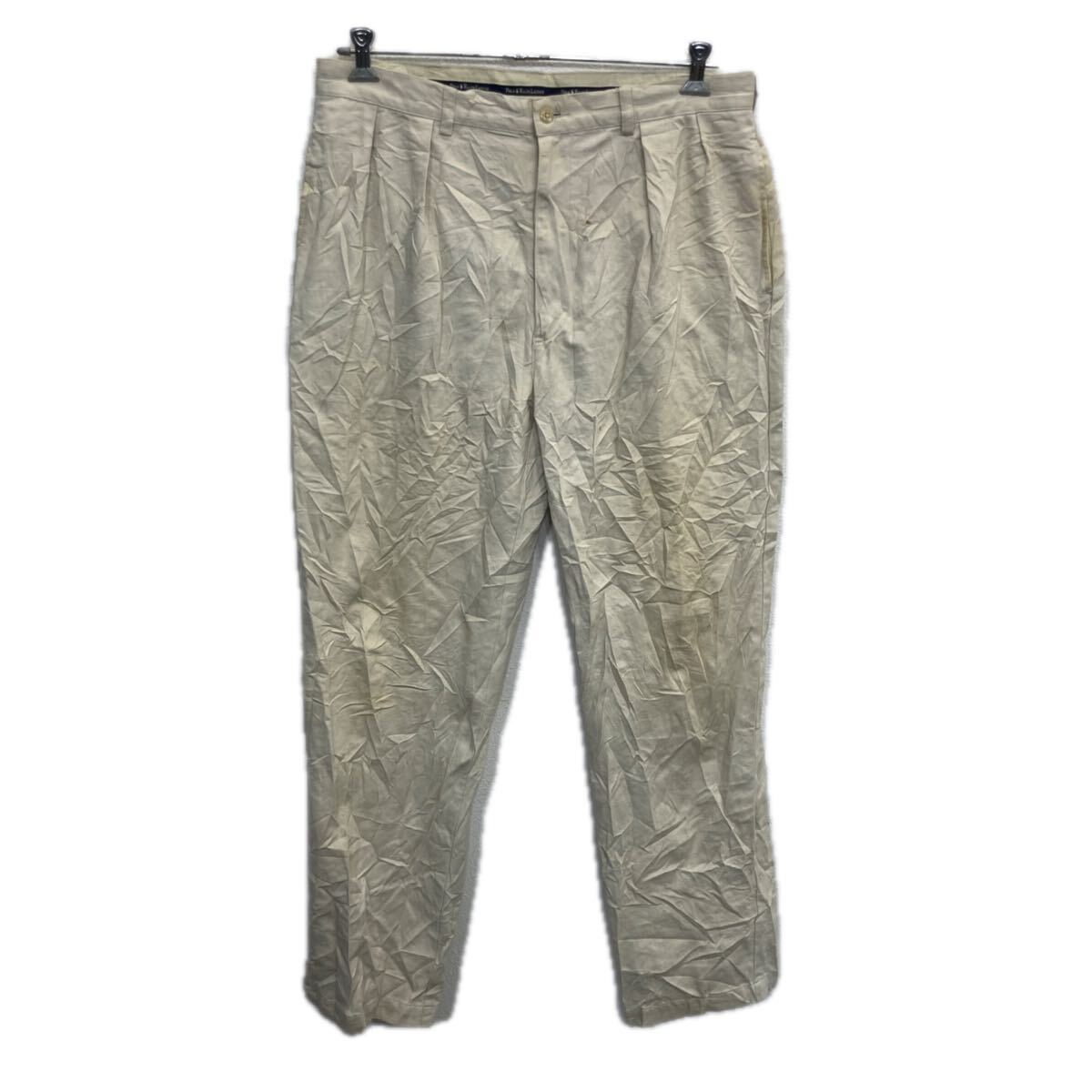 【中古】【古着】 Polo Ralph Lauren チノパン W36 アイボリー ポロラルフローレン ジップアップ カジュアル 無地 ツータック 2511-406
