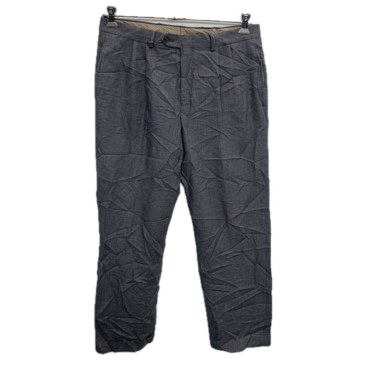 【中古】【古着】 LAUREN RALPH LAUREN スラックス W32 グレー系 ローレンラルフローレン ジップアップ フォーマル 千鳥柄 ハウンドトゥース 2511-480