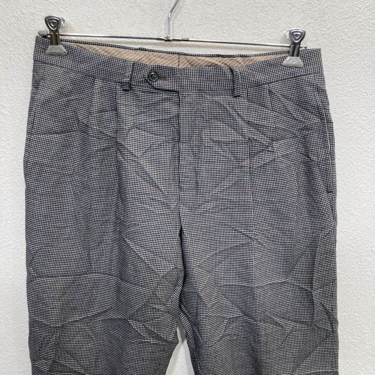 【中古】【古着】 LAUREN RALPH LAUREN スラックス W32 グレー系 ローレンラルフローレン ジップアップ フォーマル 千鳥柄 ハウンドトゥース 2511-480
