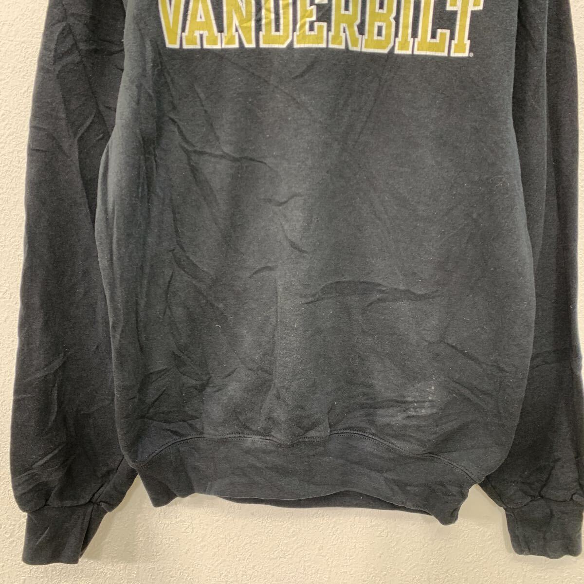 【中古】【古着】 Champion プリントスウェット トレーナー S ブラック イエロー チャンピオン プルオーバー ビッグプリント 刺繍ロゴ 秋物 a712-5006