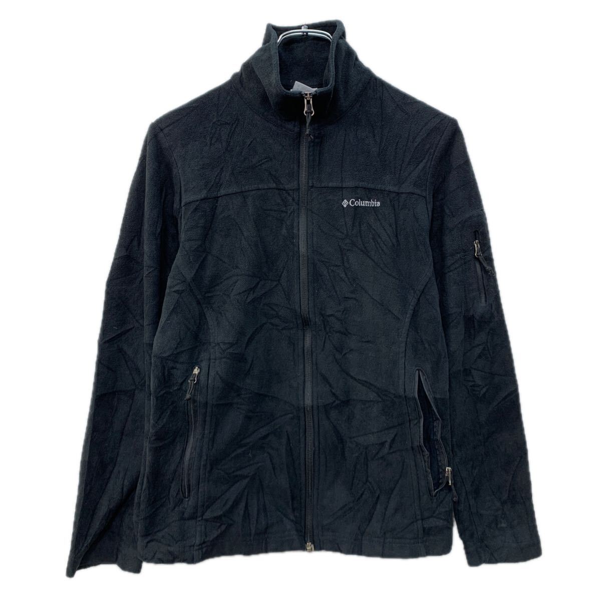 【中古】【古着】 Columbia フリースジャケット S レディース ブラック コロンビア ジップアップ 刺繍ワンポイント アウトドア フリー..